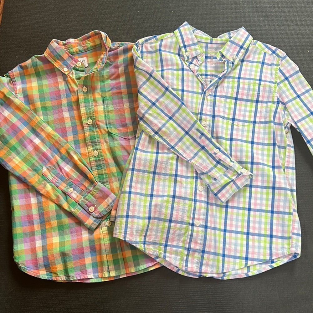 2- size 8 boys button down shirt. Gap & wonder nation.
